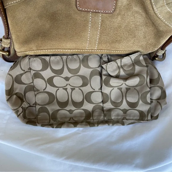 SOLD 🔴 Coach Soho Shoulder bag buckle bag 9692 suede leather tan brown vintage - Picture 11 of 17